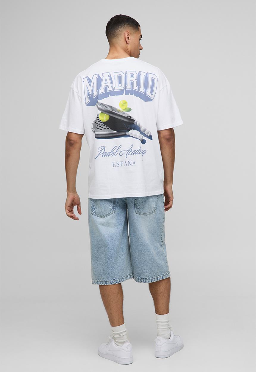 boohooMAN - Oversized Madrid Paddle Washed Graphic T-Shirt - White