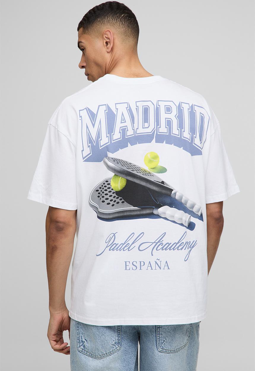boohooMAN - Oversized Madrid Paddle Washed Graphic T-Shirt - White