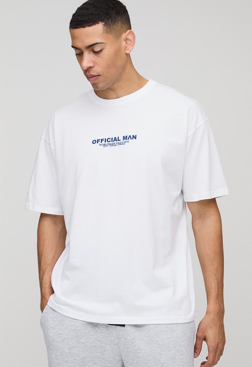 boohooMAN - Oversized Extended Neck Official Man T-Shirt - White