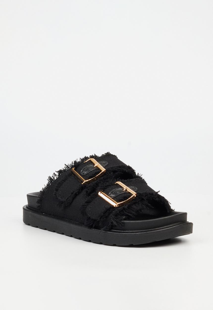 Butterfly Feet - Marina 1 Two Strap Slide - Black