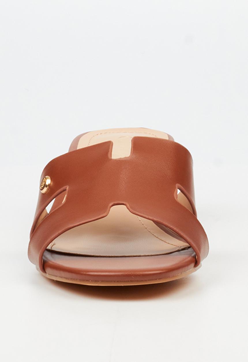 Miss Black - Bina 3 h-cut low block heel - tan