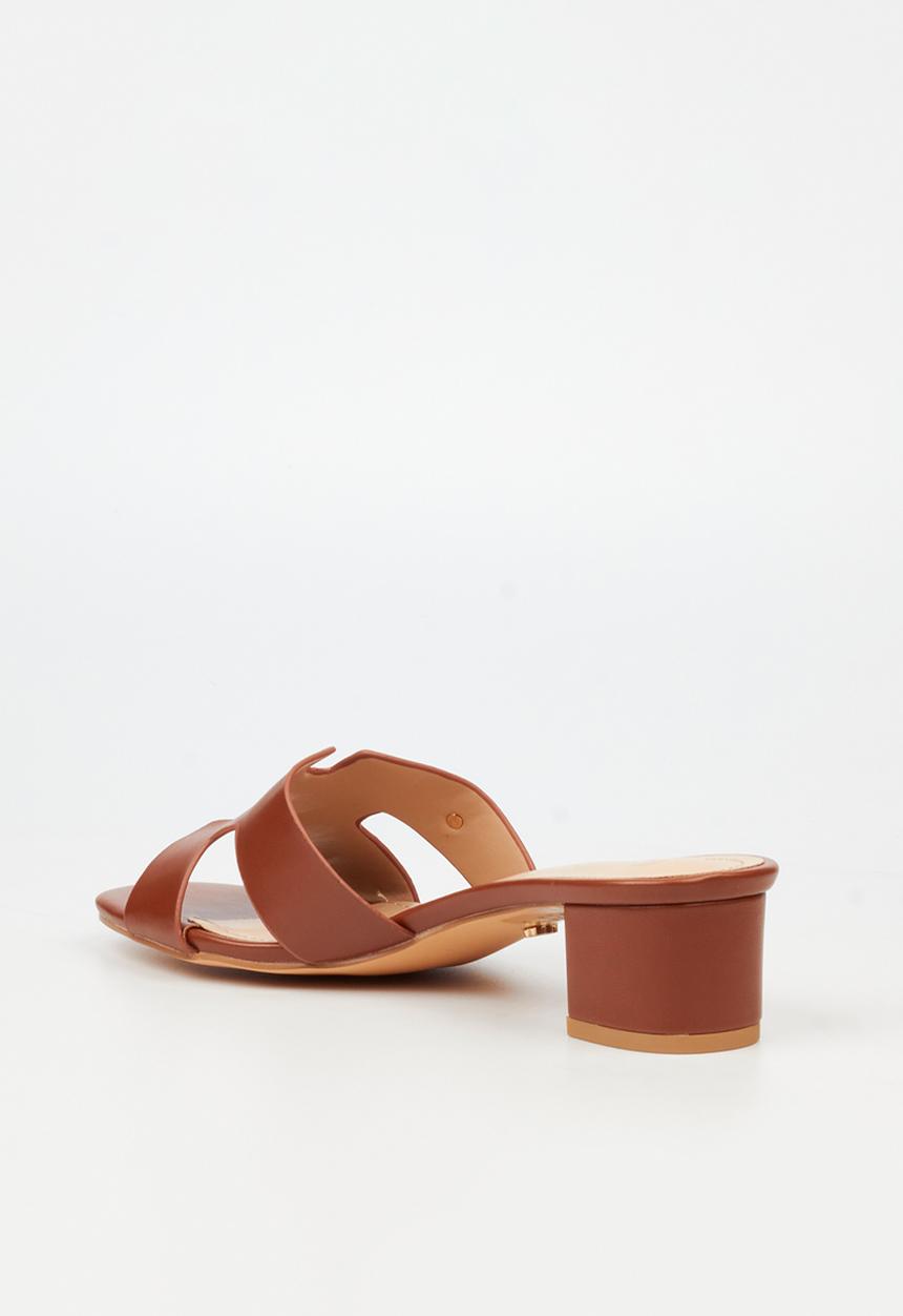 Miss Black - Bina 3 h-cut low block heel - tan