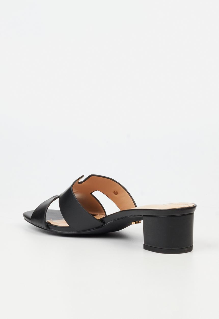 Miss Black - Bina 3 h-cut low block heel - black