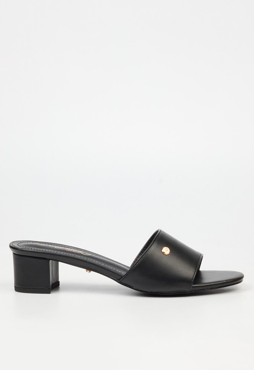 Miss Black - Bina 2 low block heel mule - black