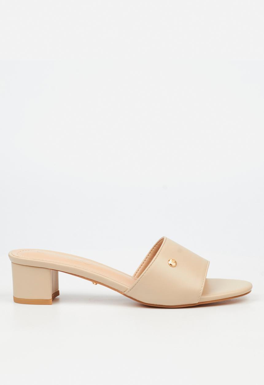 Miss Black - Bina 2 low block heel mule - neutral