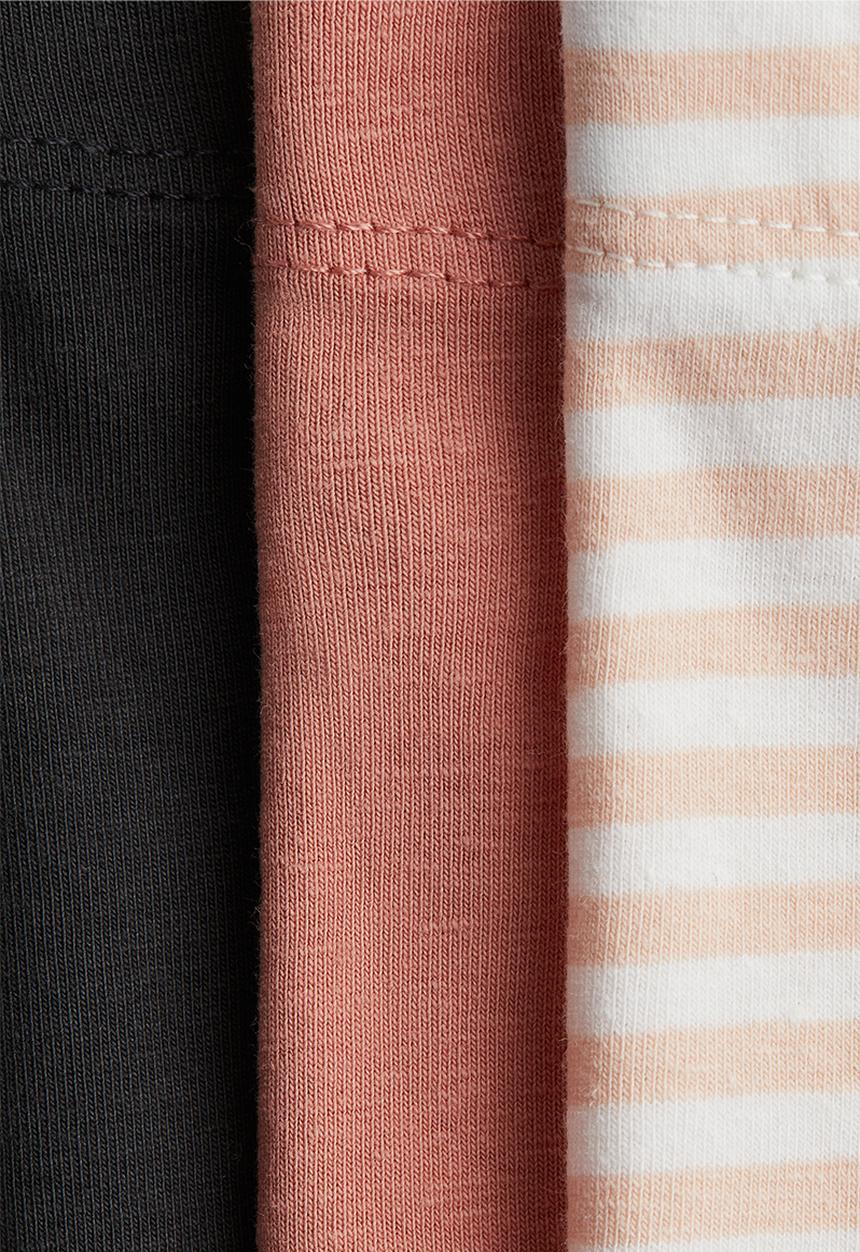 H&M - 3-Pack jersey leggings - peach pink/striped
