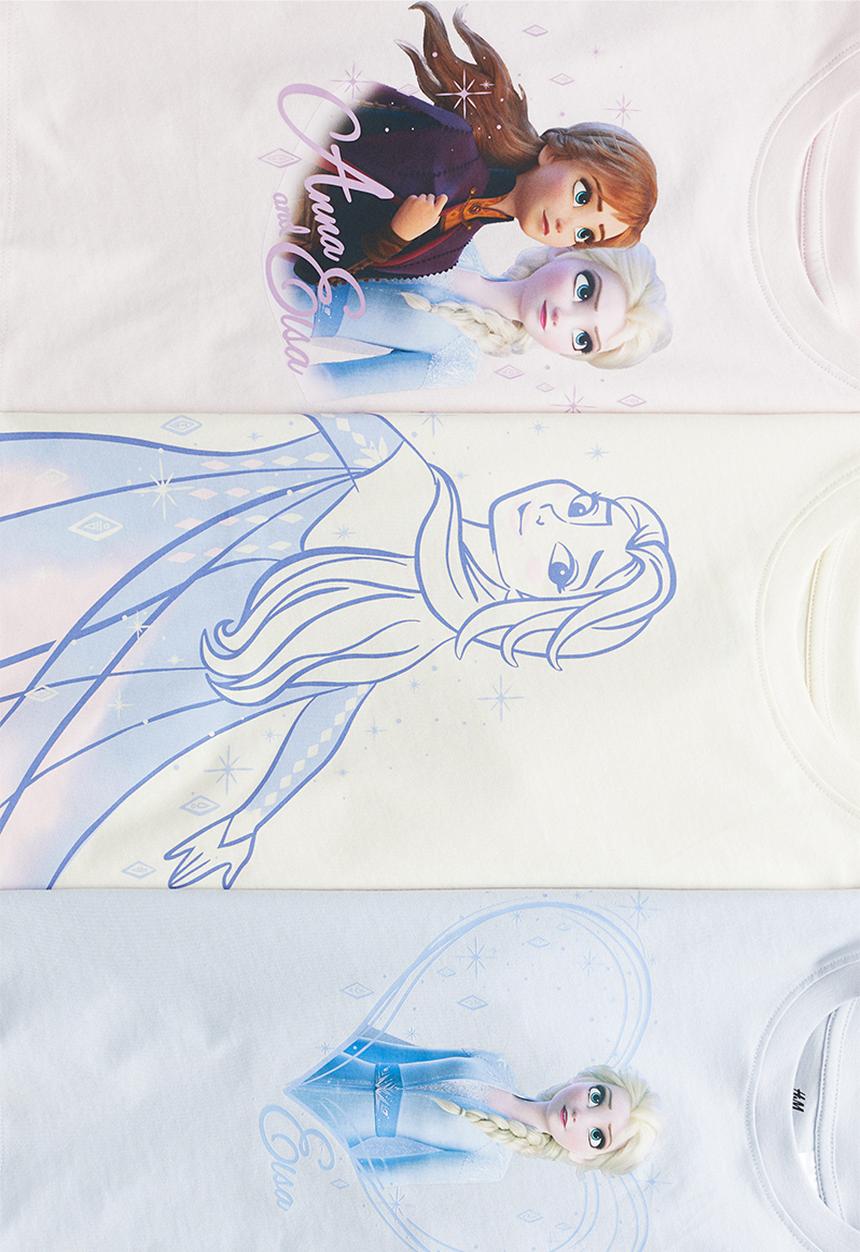 H&M - 3-Pack printed jersey tops - light blue/frozen