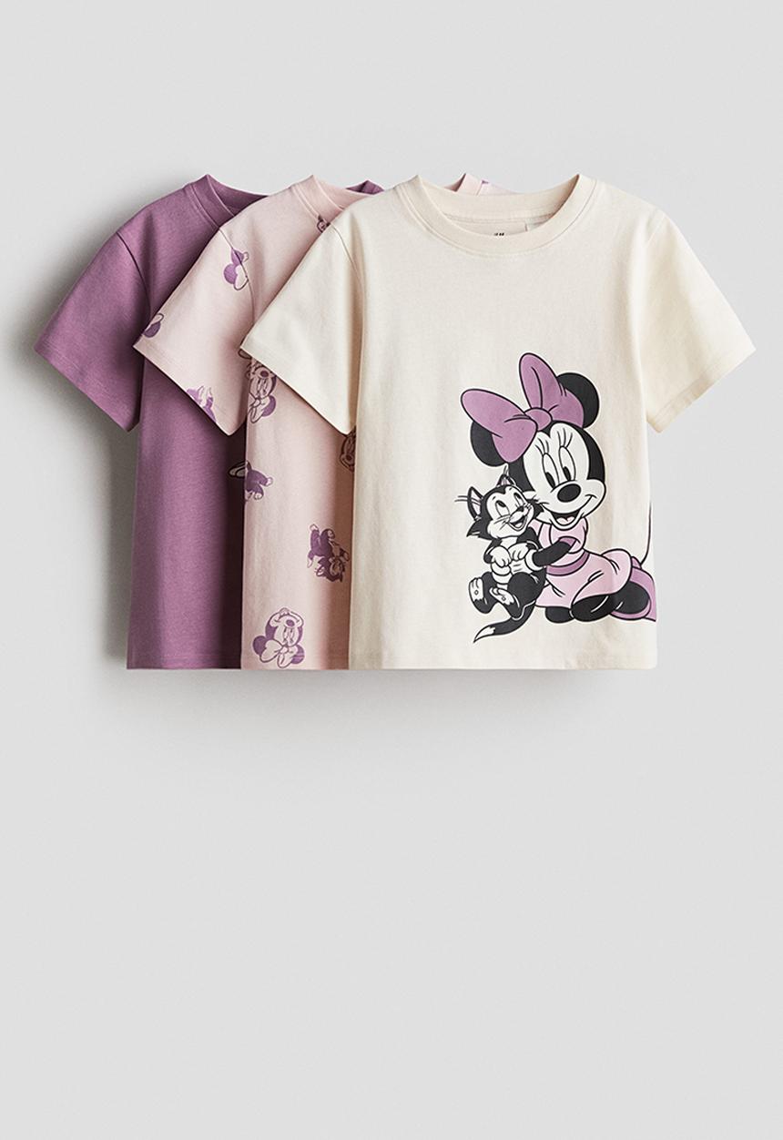 H&M - 3-Pack printed jersey tops - purple/minnie mouse 