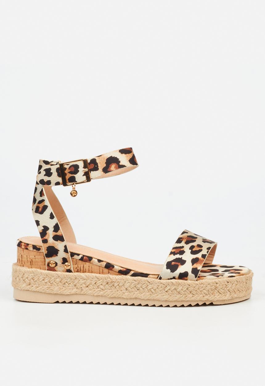 Miss Black - STEFFI 3 Cork/Rope Wedge - Leopard