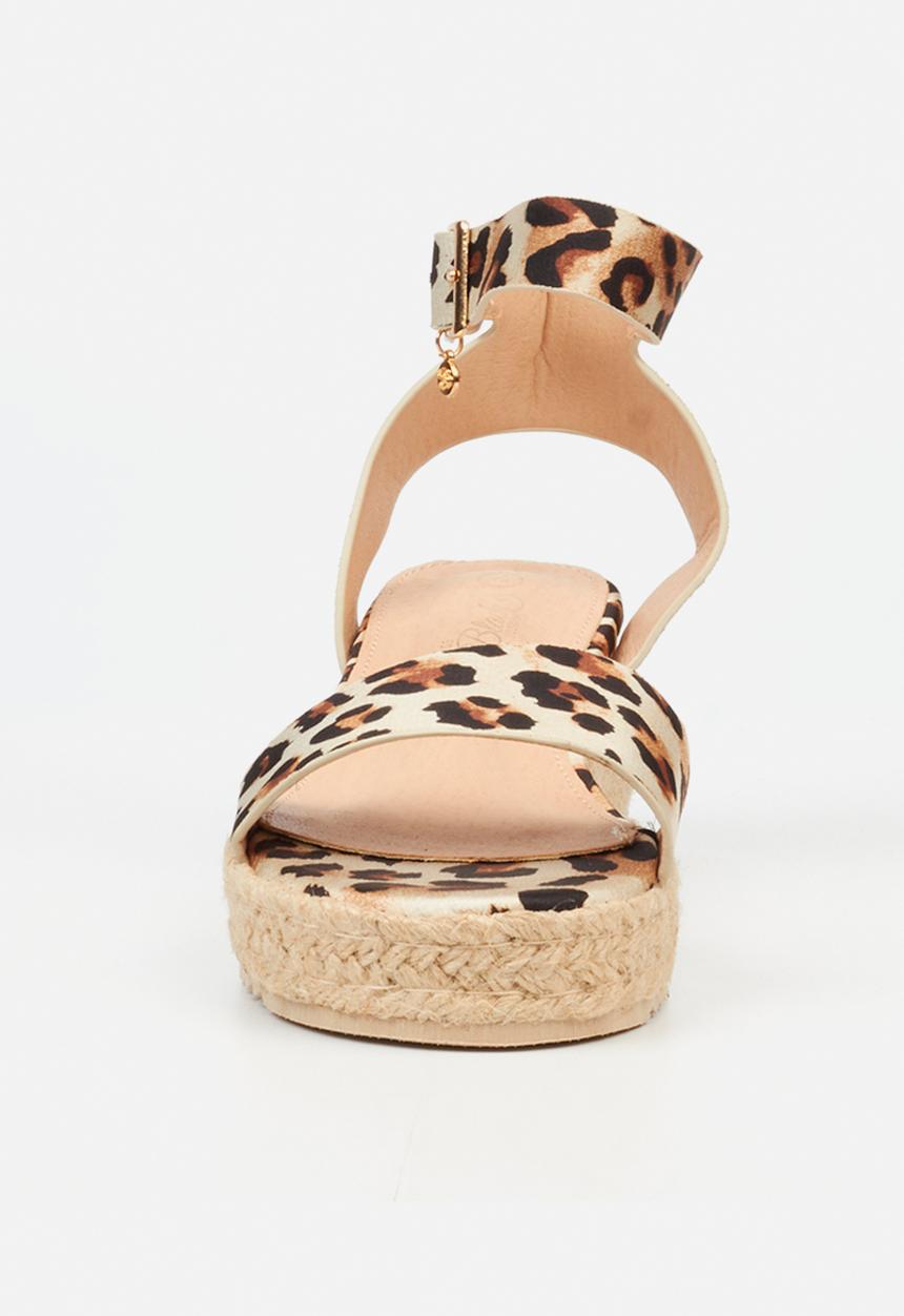 Miss Black - STEFFI 3 Cork/Rope Wedge - Leopard