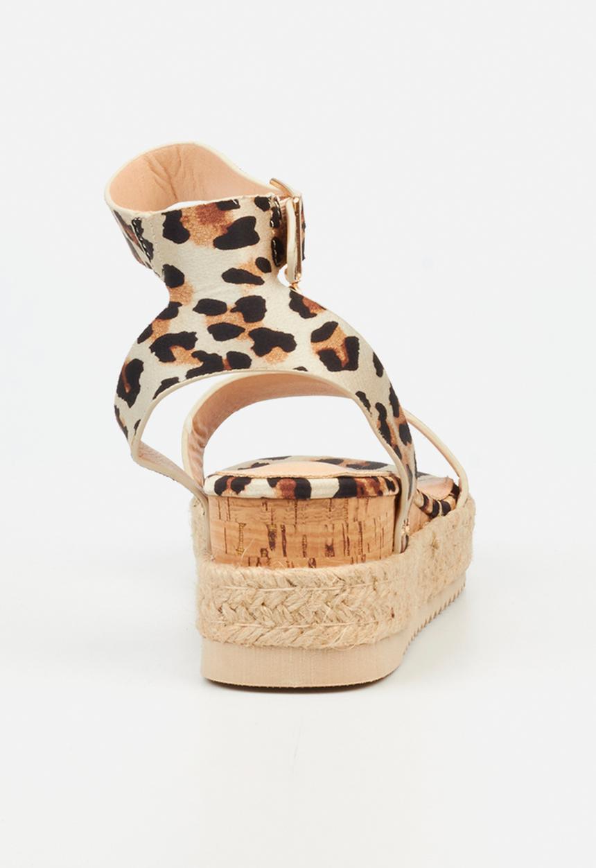 Miss Black - STEFFI 3 Cork/Rope Wedge - Leopard