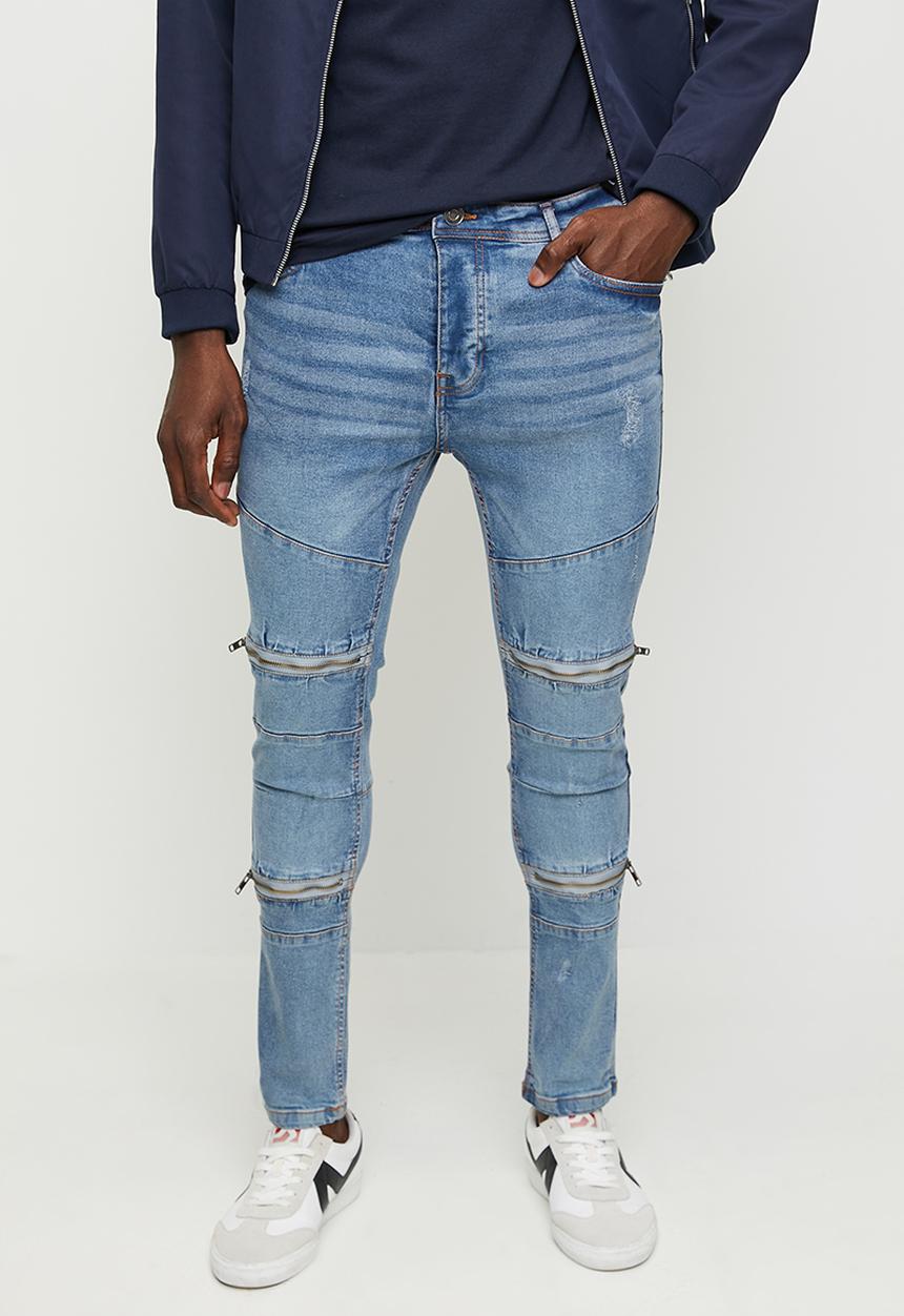 Brave Soul - Blue Wash Denim Skinny Jean - Blue Long Length
