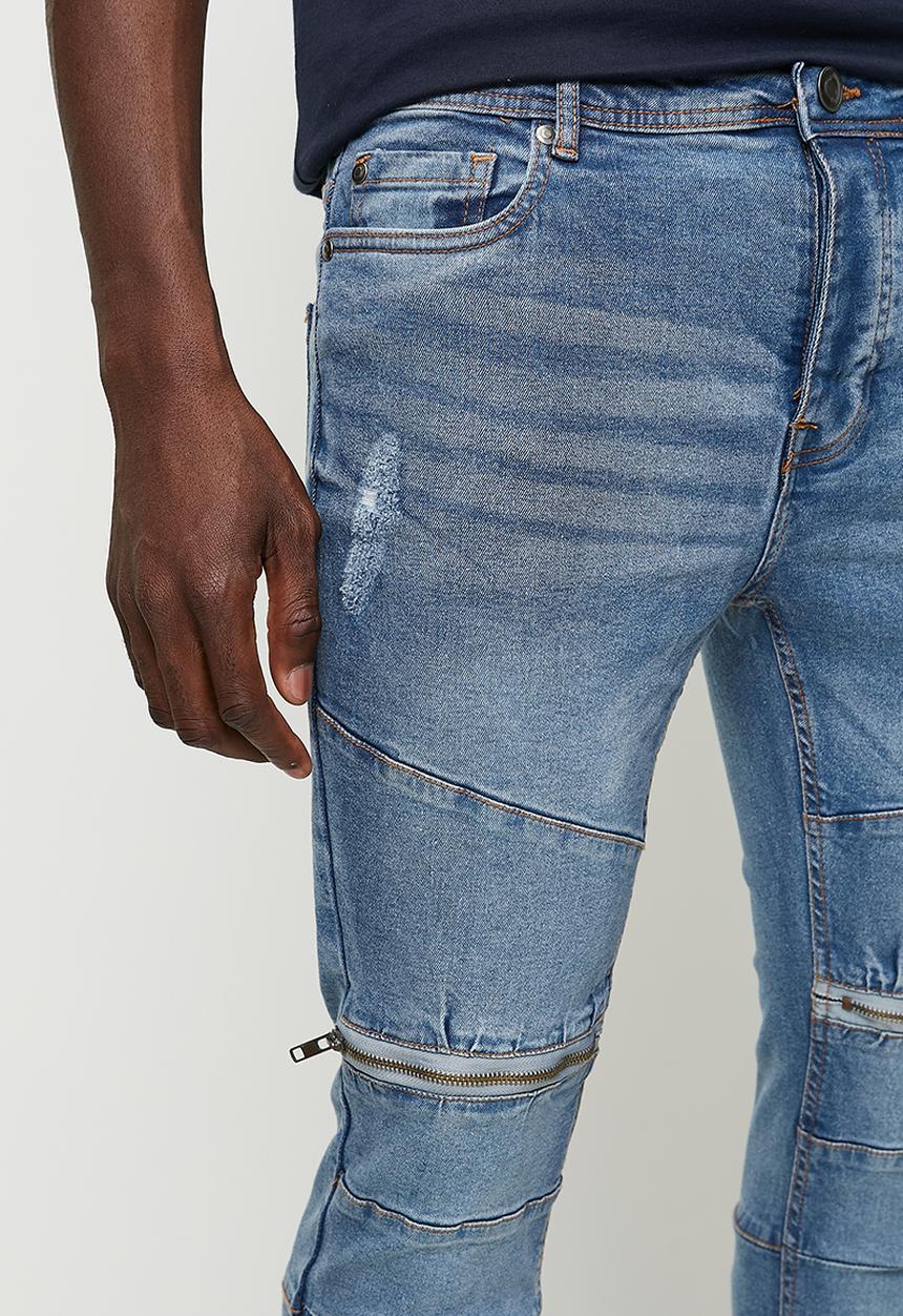 Brave Soul - Blue Wash Denim Skinny Jean - Blue Long Length