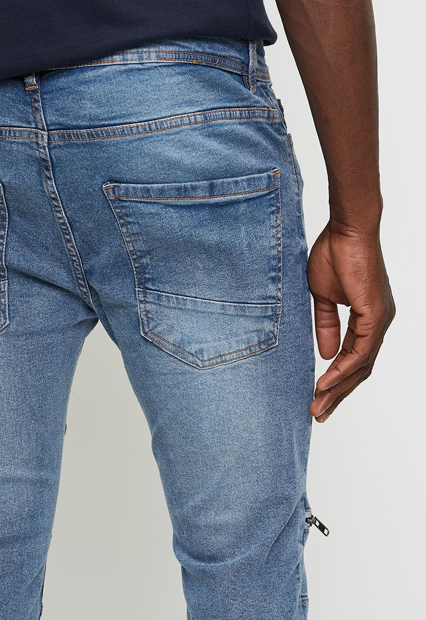 Brave Soul - Blue Wash Denim Skinny Jean - Blue Long Length