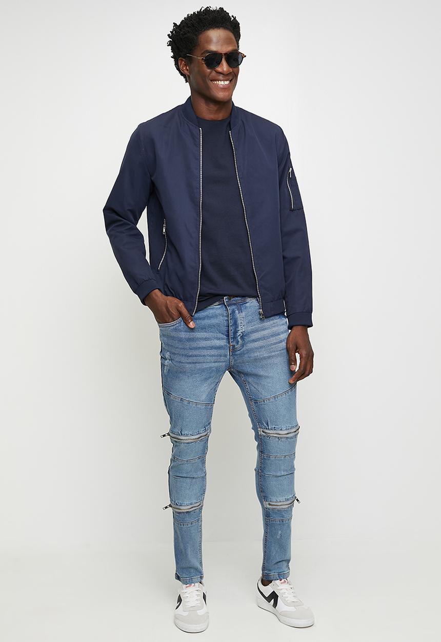 Brave Soul - Blue Wash Denim Skinny Jean - Blue Long Length