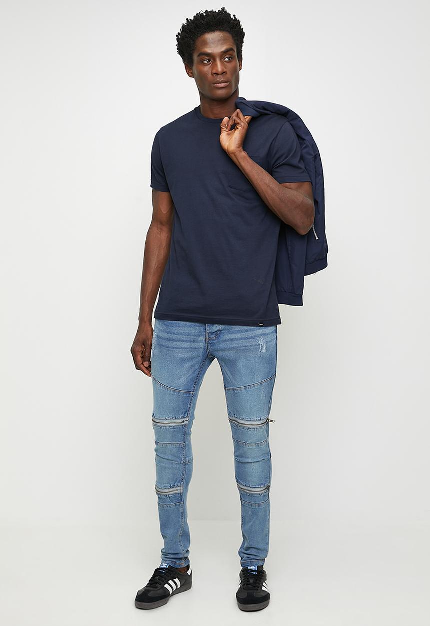 Brave Soul - Blue Wash Denim Skinny Jean - Blue Reg Length