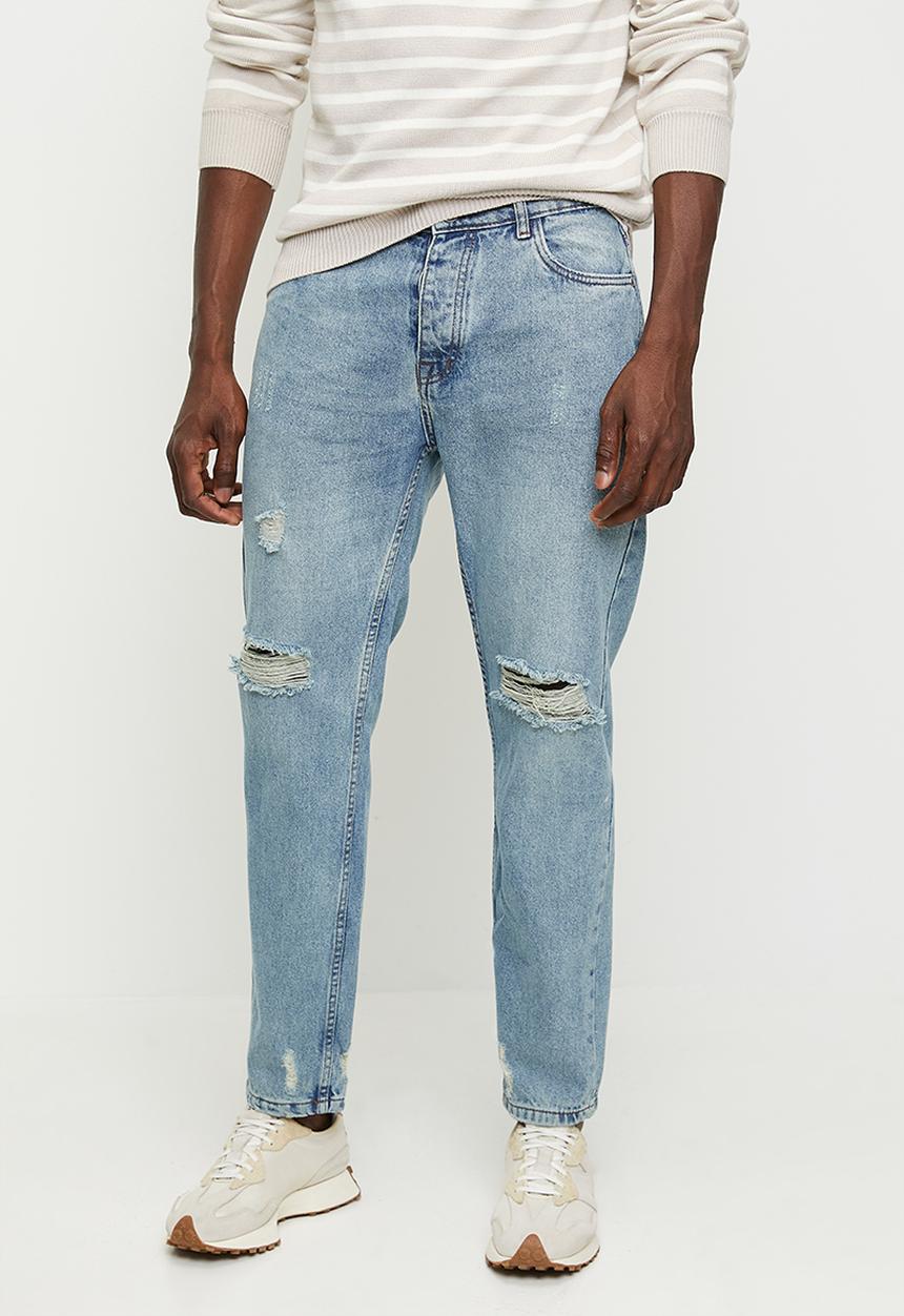 Brave Soul - Loose Fit Denim Jean - Light Blue Wash Regular Length