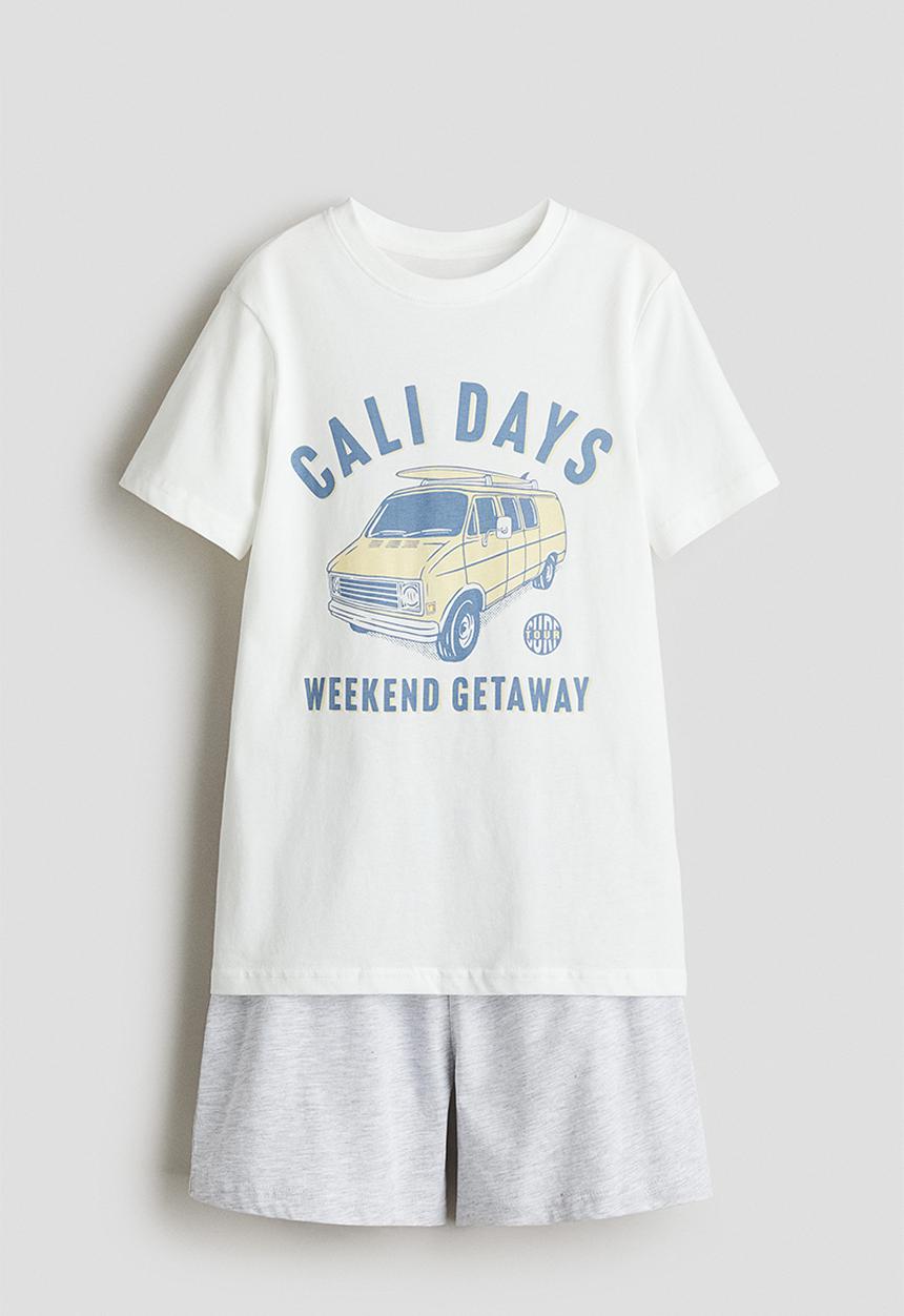 H&M - Cotton jersey pyjamas - white/cali days