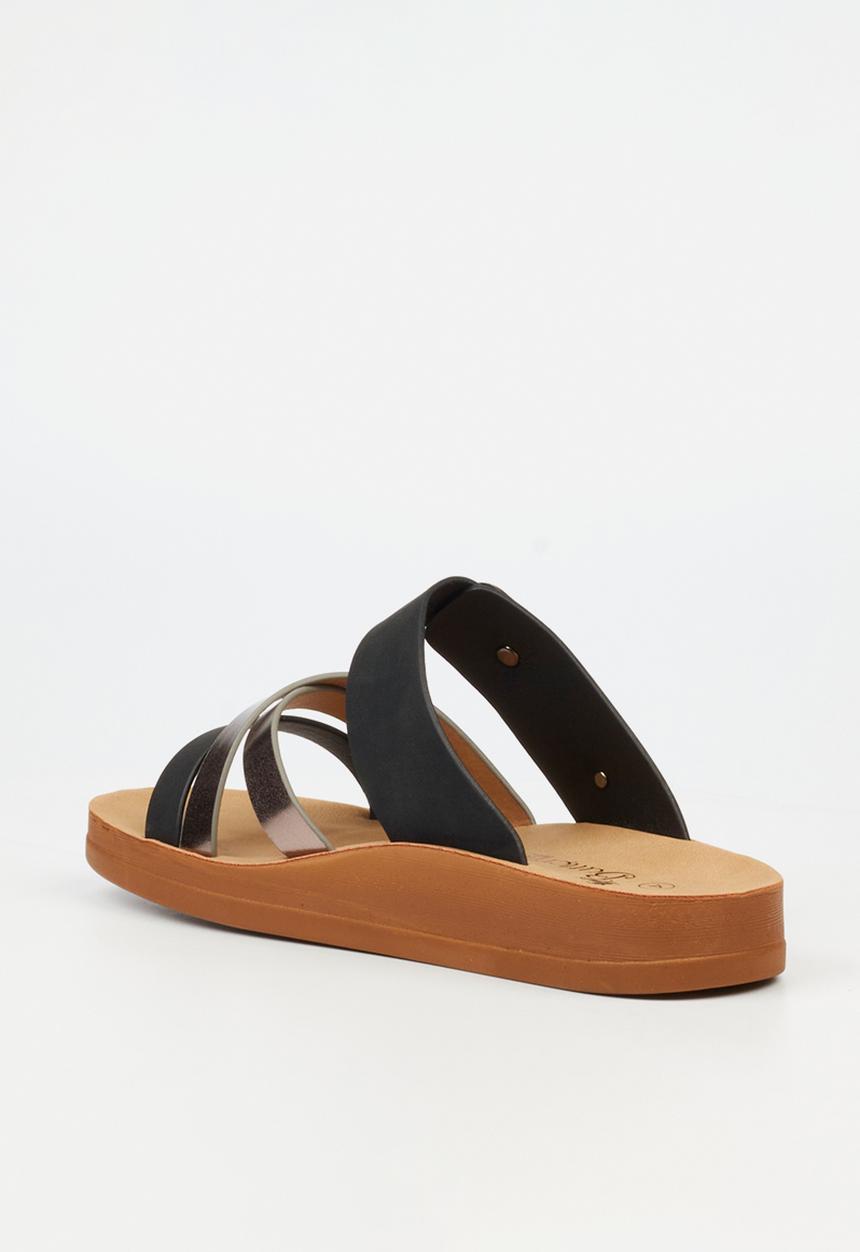 Butterfly Feet - Toma 1 Two Strap Slide - Black