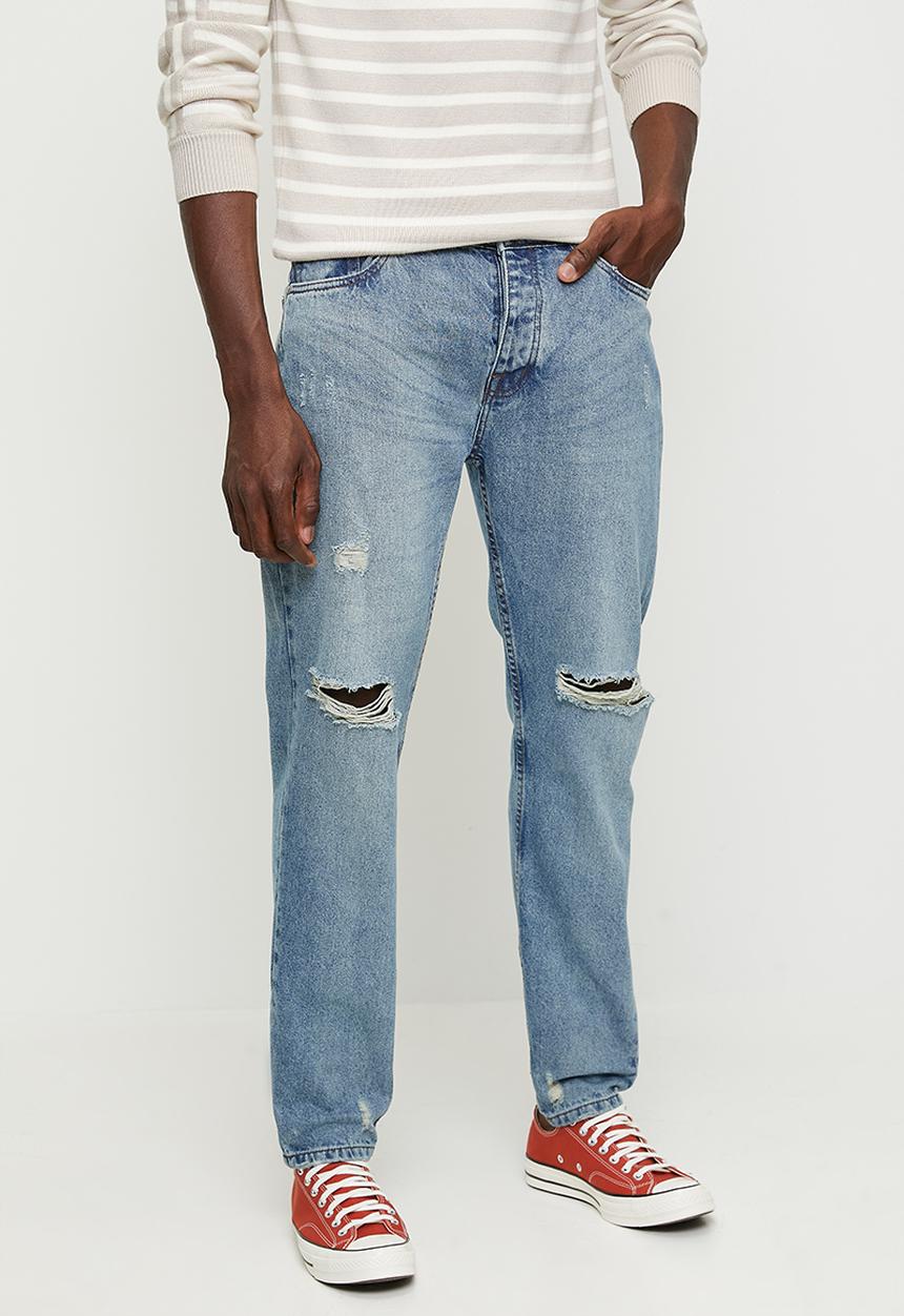 Brave Soul - Loose Fit Denim Jean - Light Blue Wash Long Length