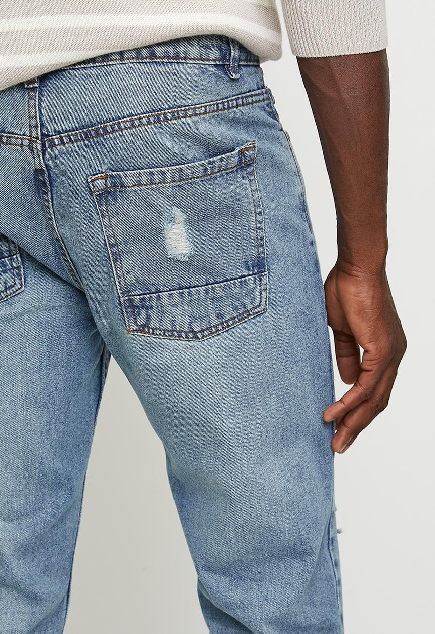 Brave Soul - Loose Fit Denim Jean - Light Blue Wash Long Length