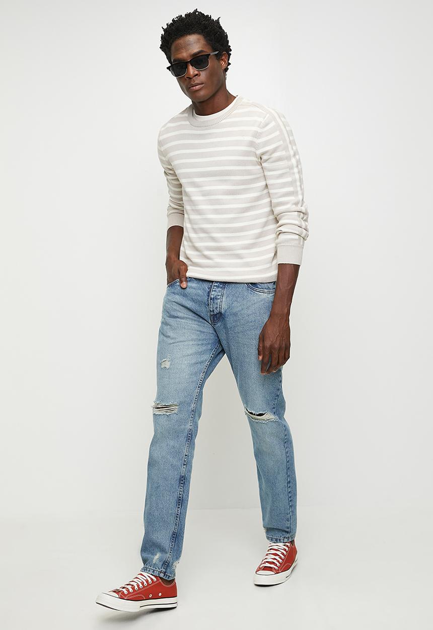 Brave Soul - Loose Fit Denim Jean - Light Blue Wash Long Length