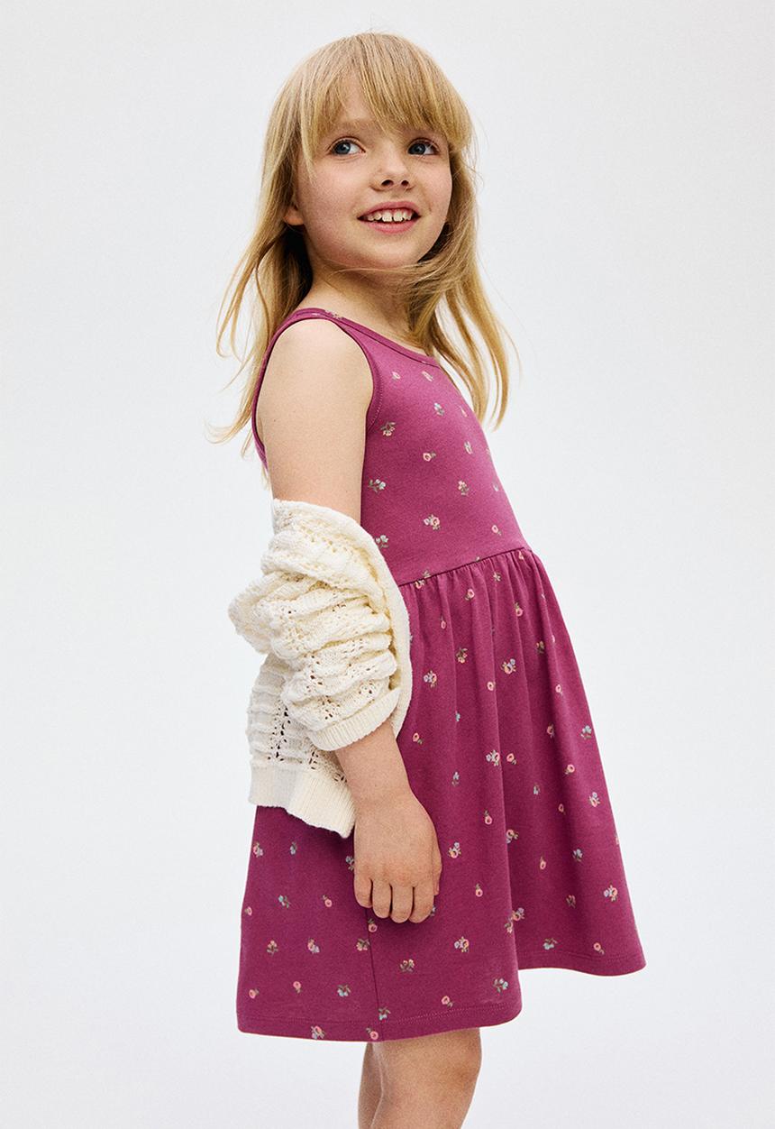 H&M - Patterned cotton dress - dark pink/floral 