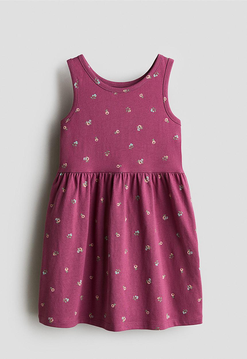 H&M - Patterned cotton dress - dark pink/floral 