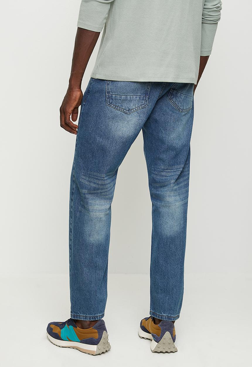 Brave Soul - Loose Fit Denim Jean - Mid Blue Wash Regular Length
