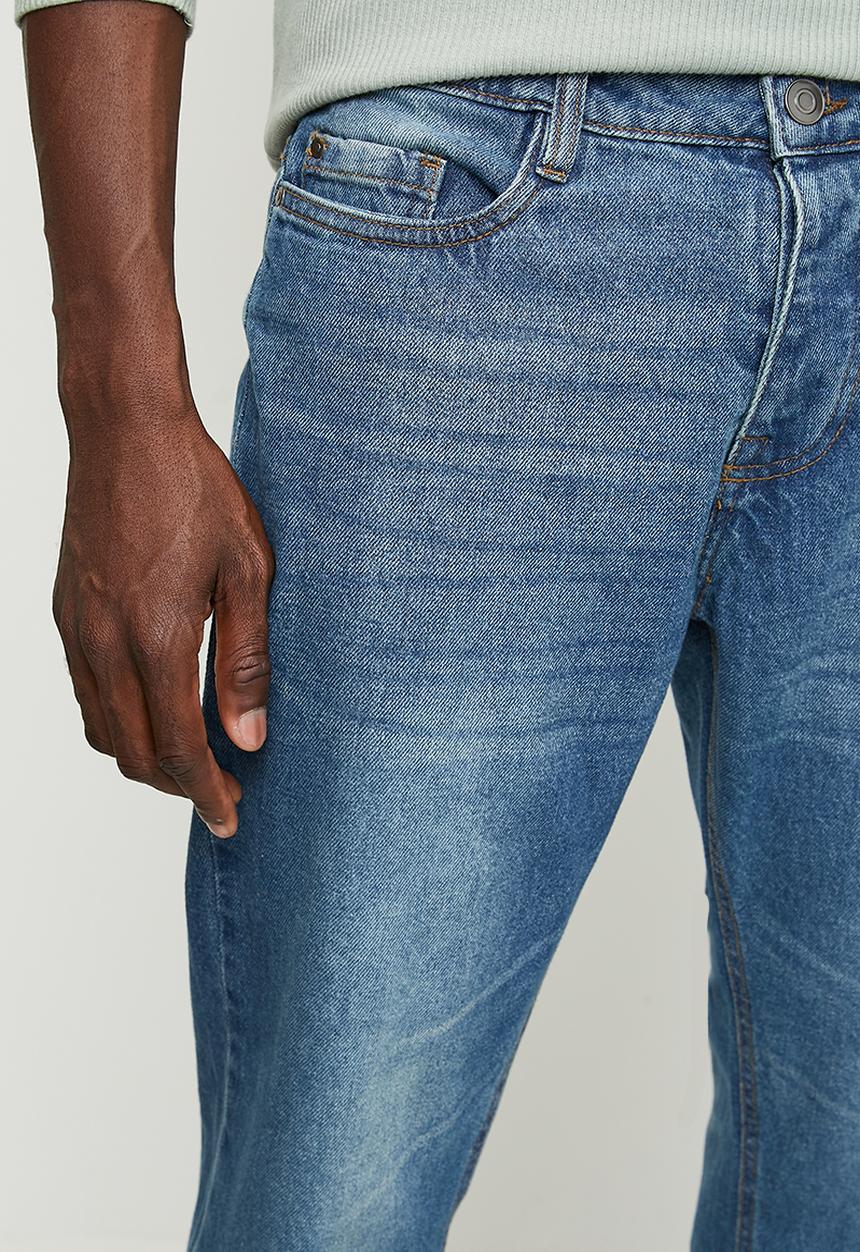 Brave Soul - Loose Fit Denim Jean - Mid Blue Wash Regular Length