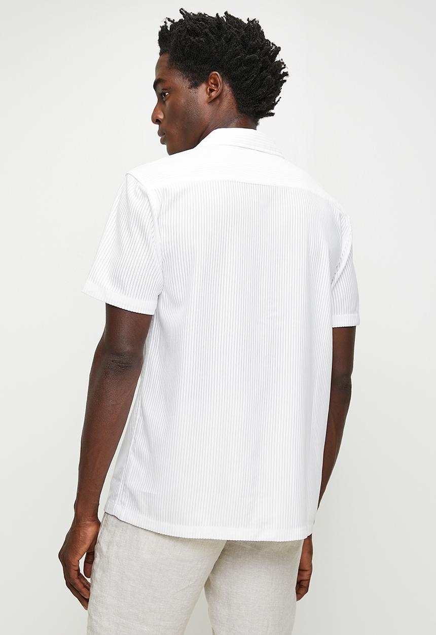 Brave Soul - Revere Collar Shirt  - Cream