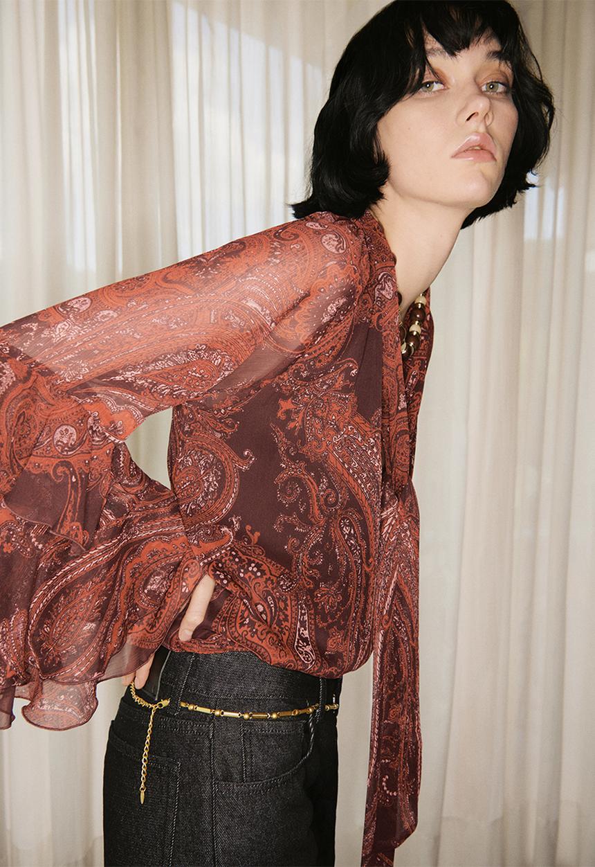 MANGO - Blouse jewell - rust/copper