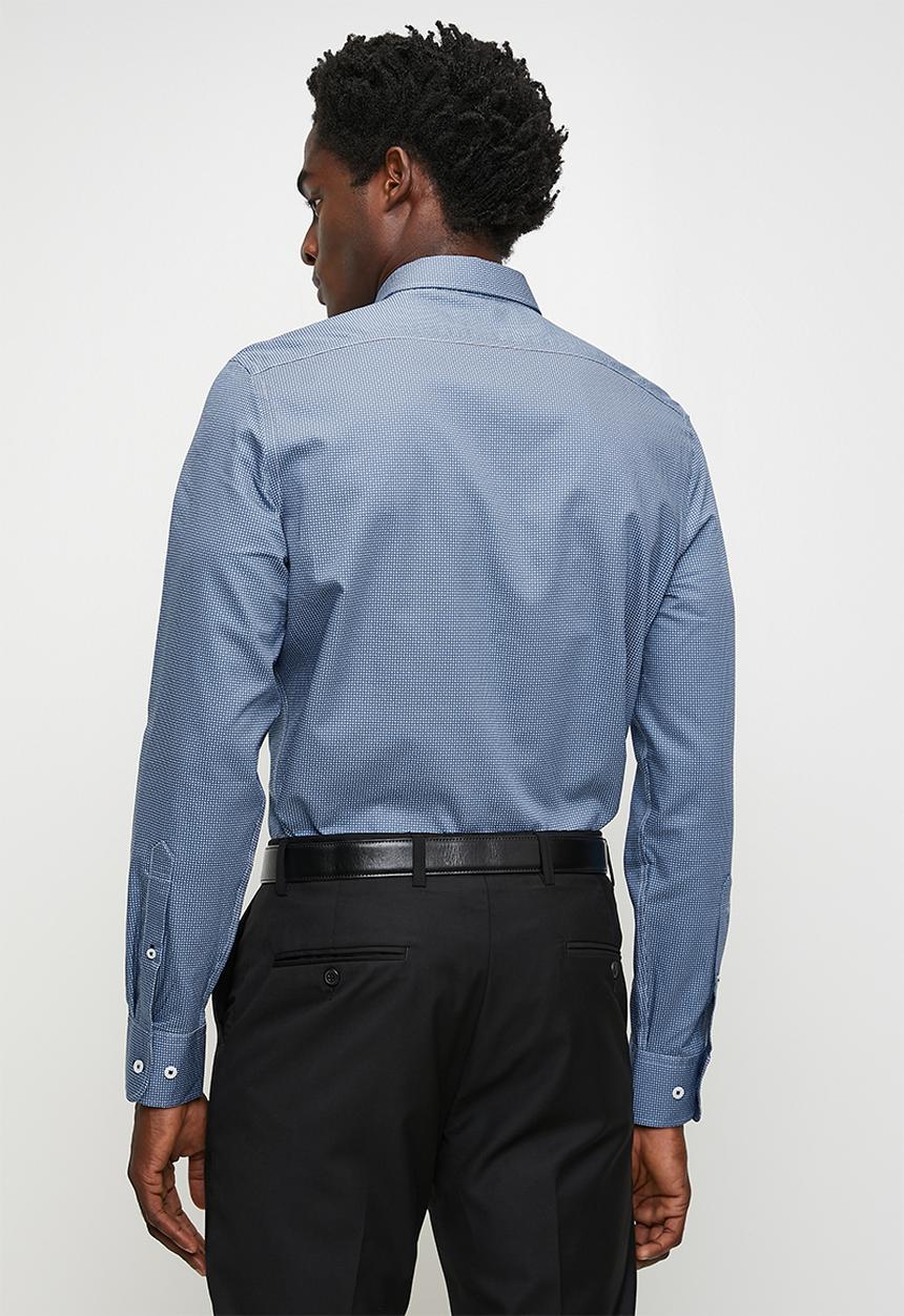 POLO - Buck long sleeve micro print shirt - blue	