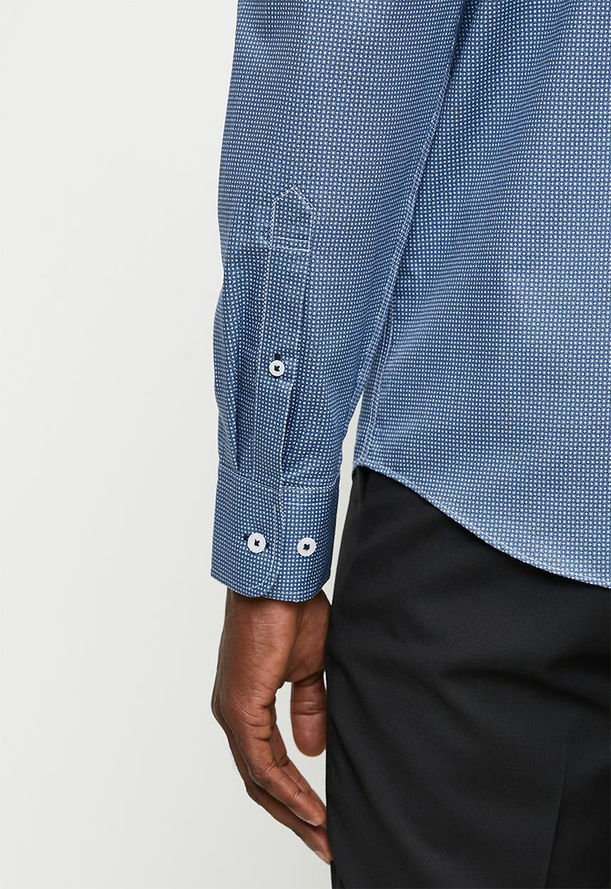 POLO - Buck long sleeve micro print shirt - blue	