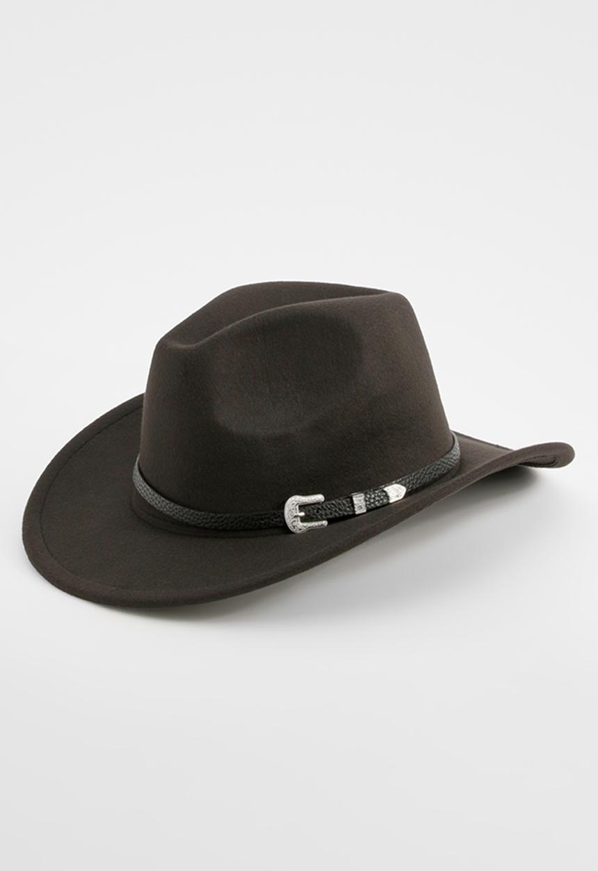 boohoo - Western Buckle Trim Cowboy Hat - Black