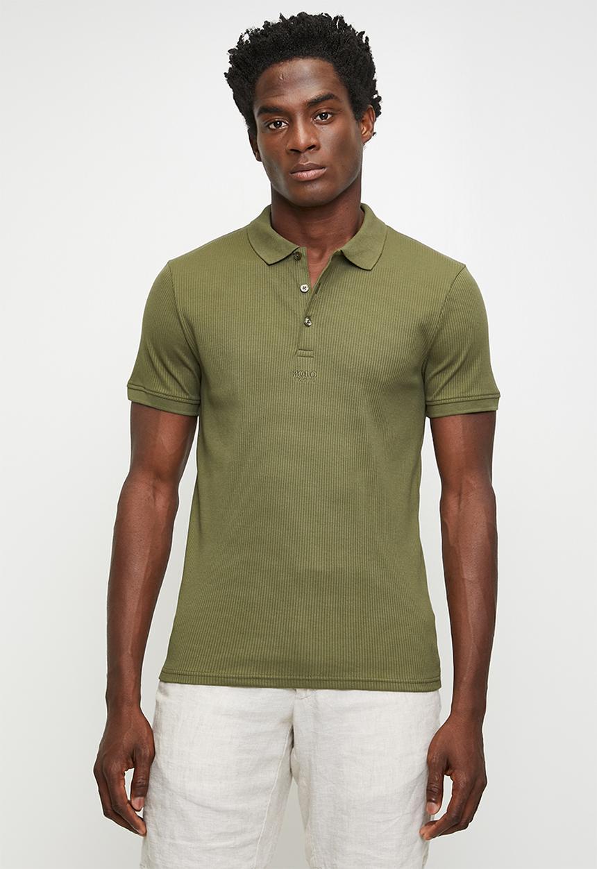POLO - Kamo  pjc ribbed short sleeve  golfer - olive