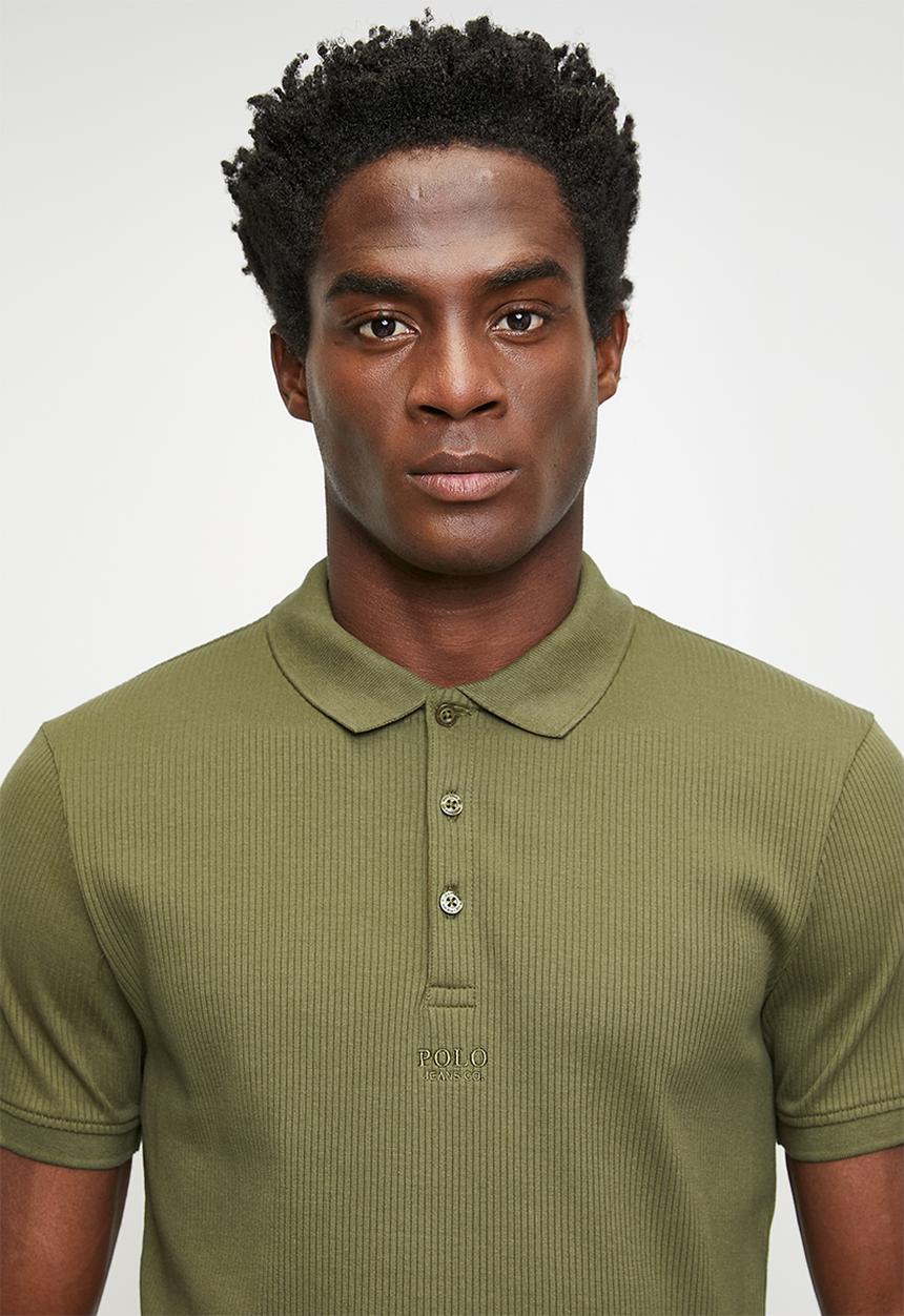 POLO - Kamo  pjc ribbed short sleeve  golfer - olive