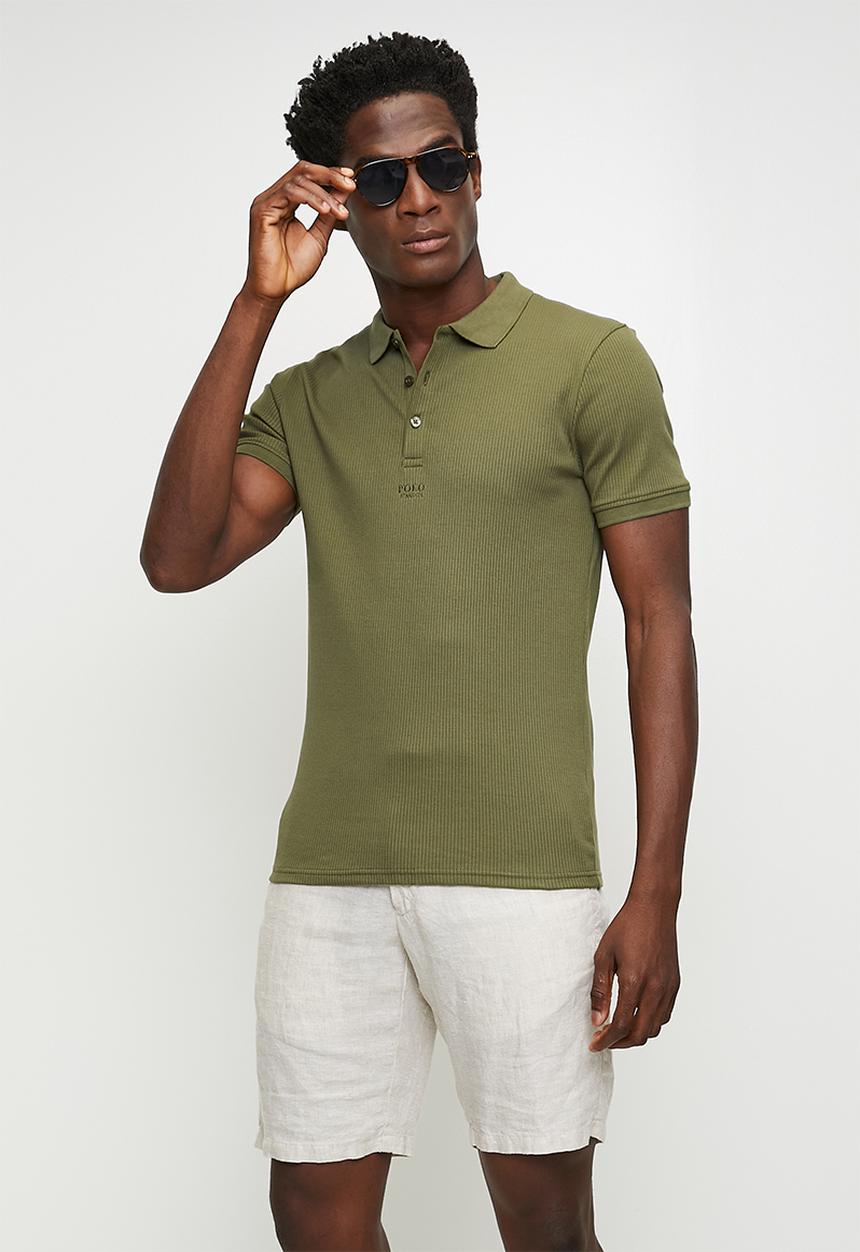 POLO - Kamo  pjc ribbed short sleeve  golfer - olive