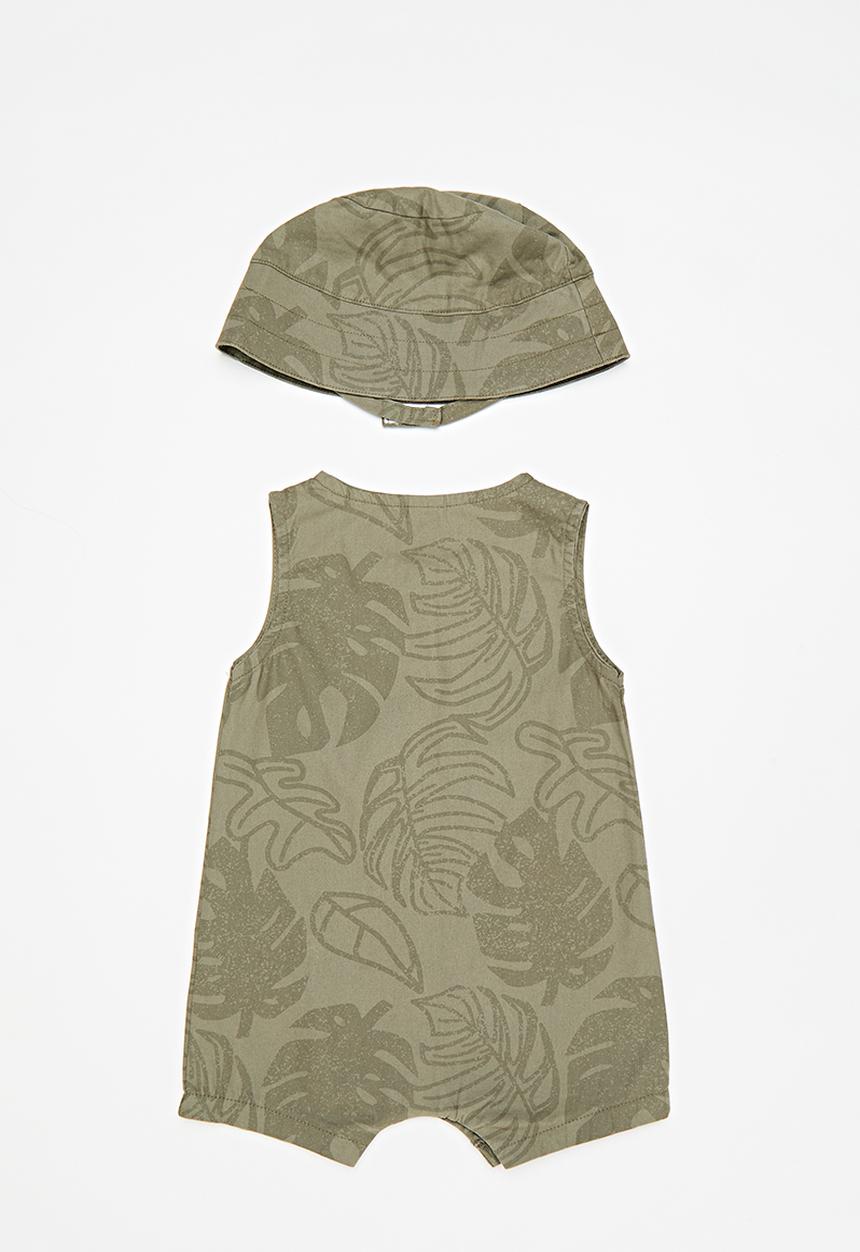 Pop Candy - Romper & bucket hat - khaki