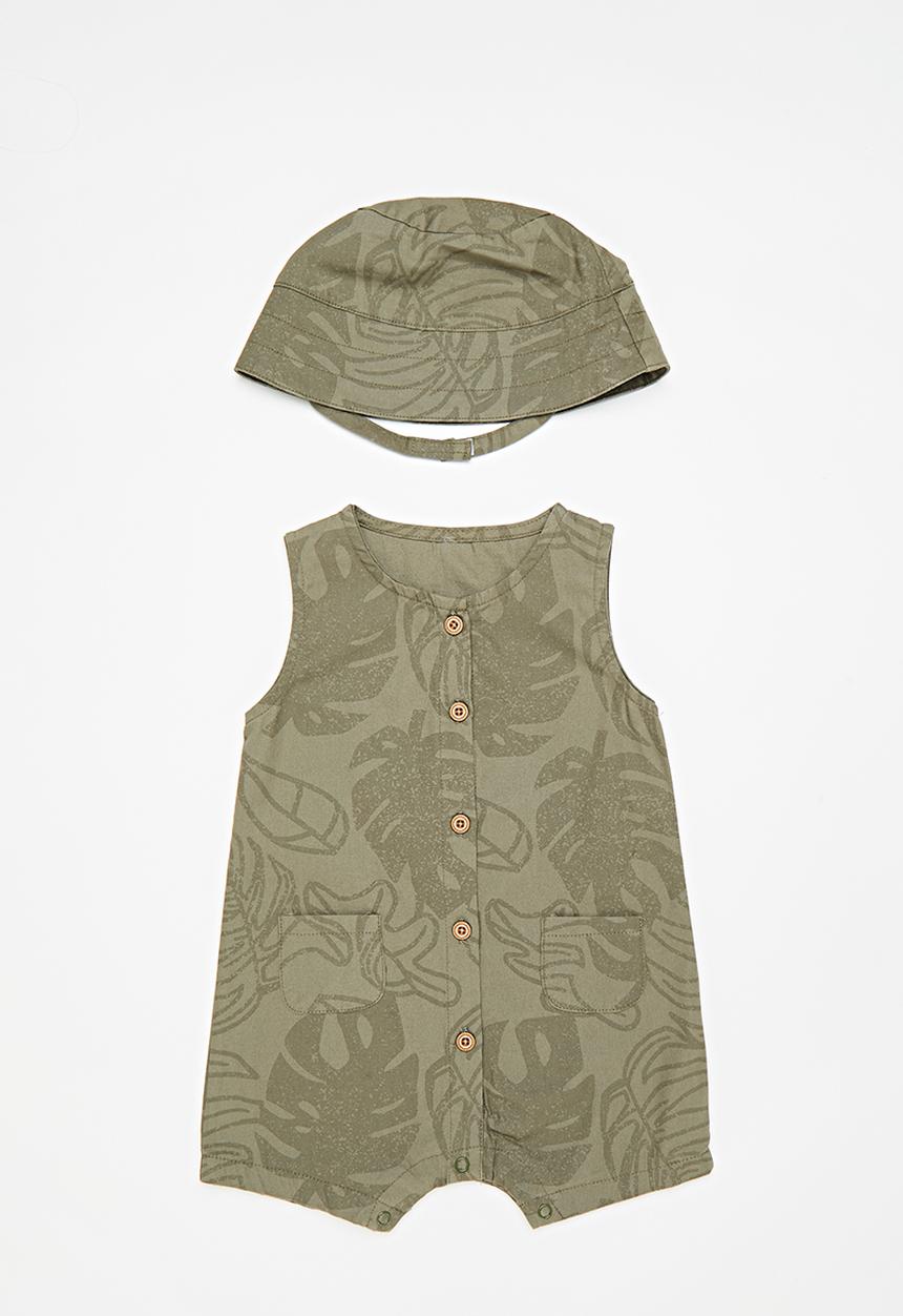Pop Candy - Romper & bucket hat - khaki
