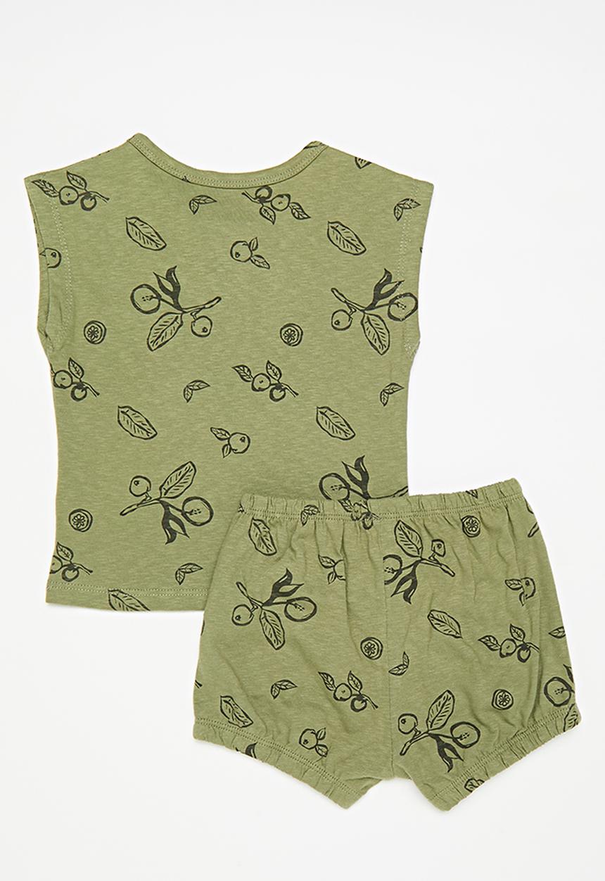 Pop Candy - Shorts & tee set - green/olives