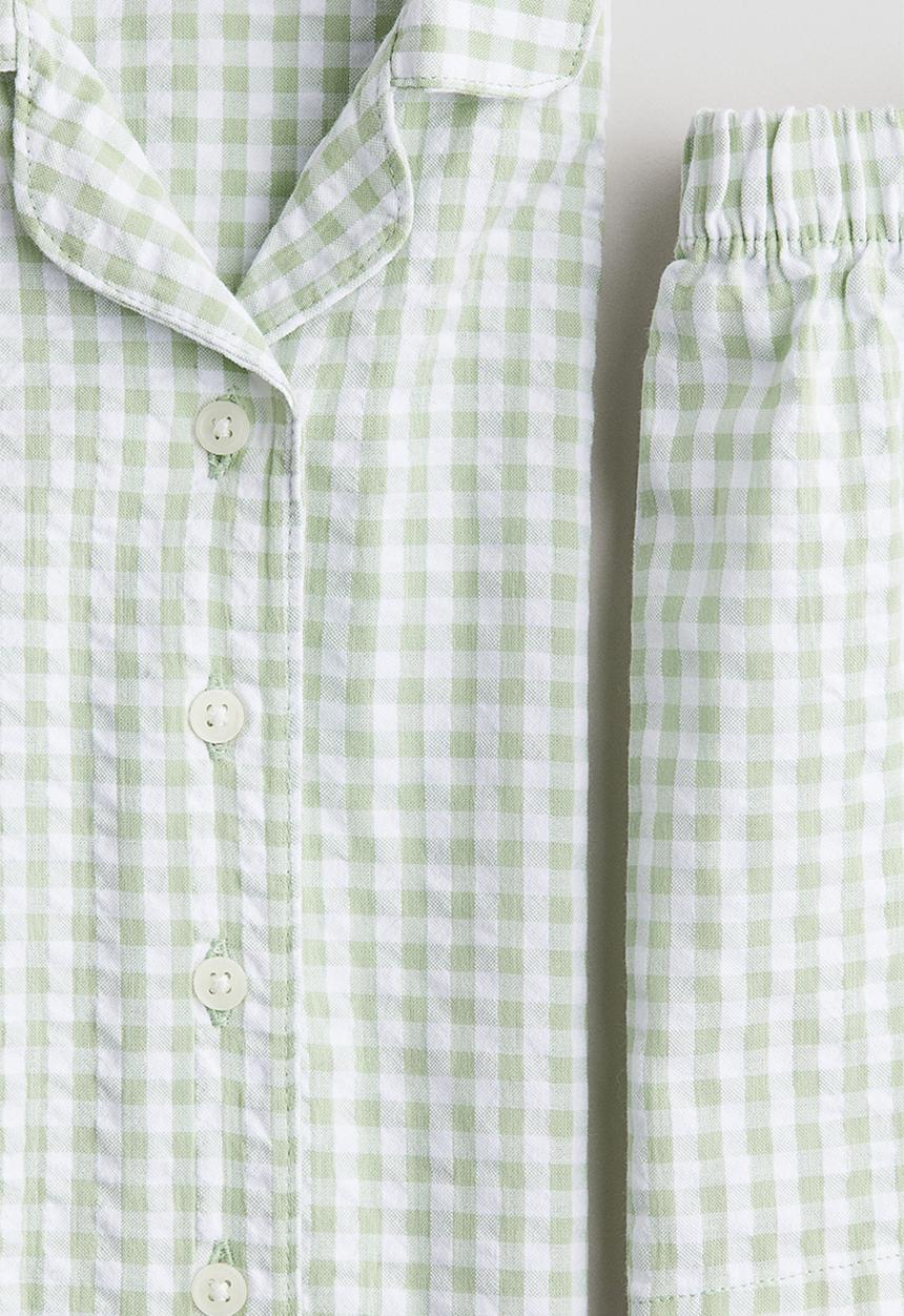 H&M - Cotton pyjamas - light green & white checked