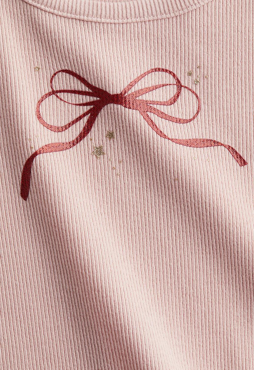 H&M - Ribbed cotton jersey top - pink bow