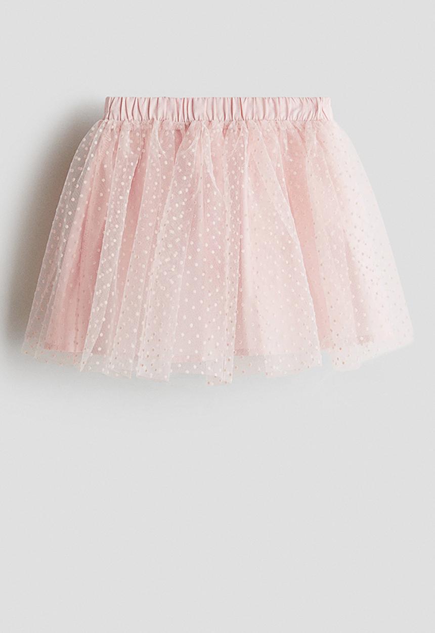 H&M - Flock-print tulle skirt - light pink