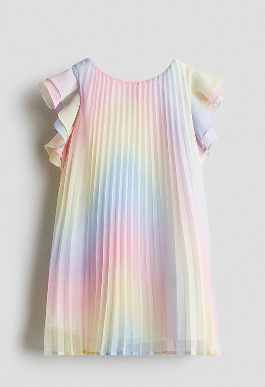 H&M - Plissé chiffon dress - pink & multi-coloured