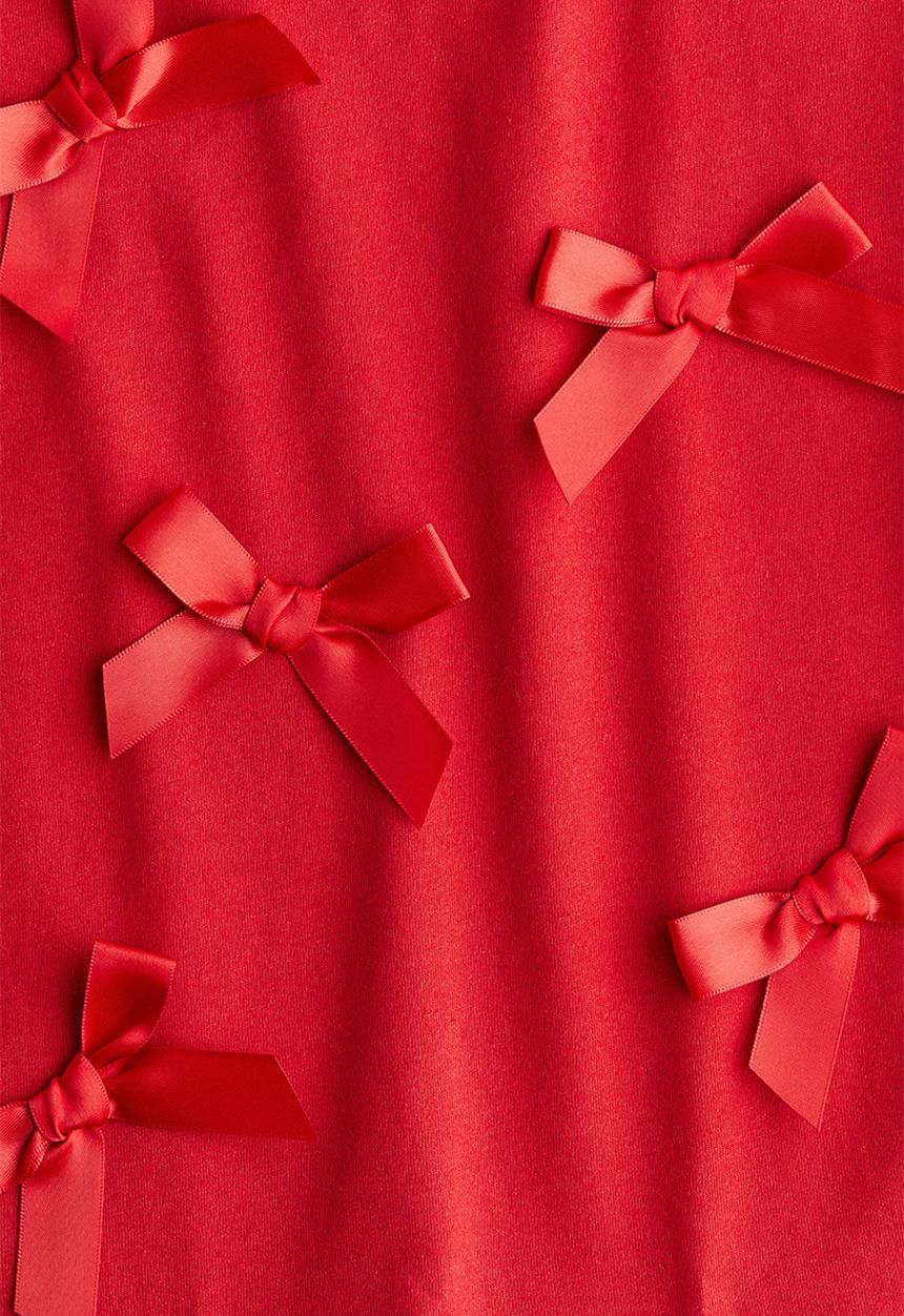 H&M - Bow-detail cotton t-shirt - red