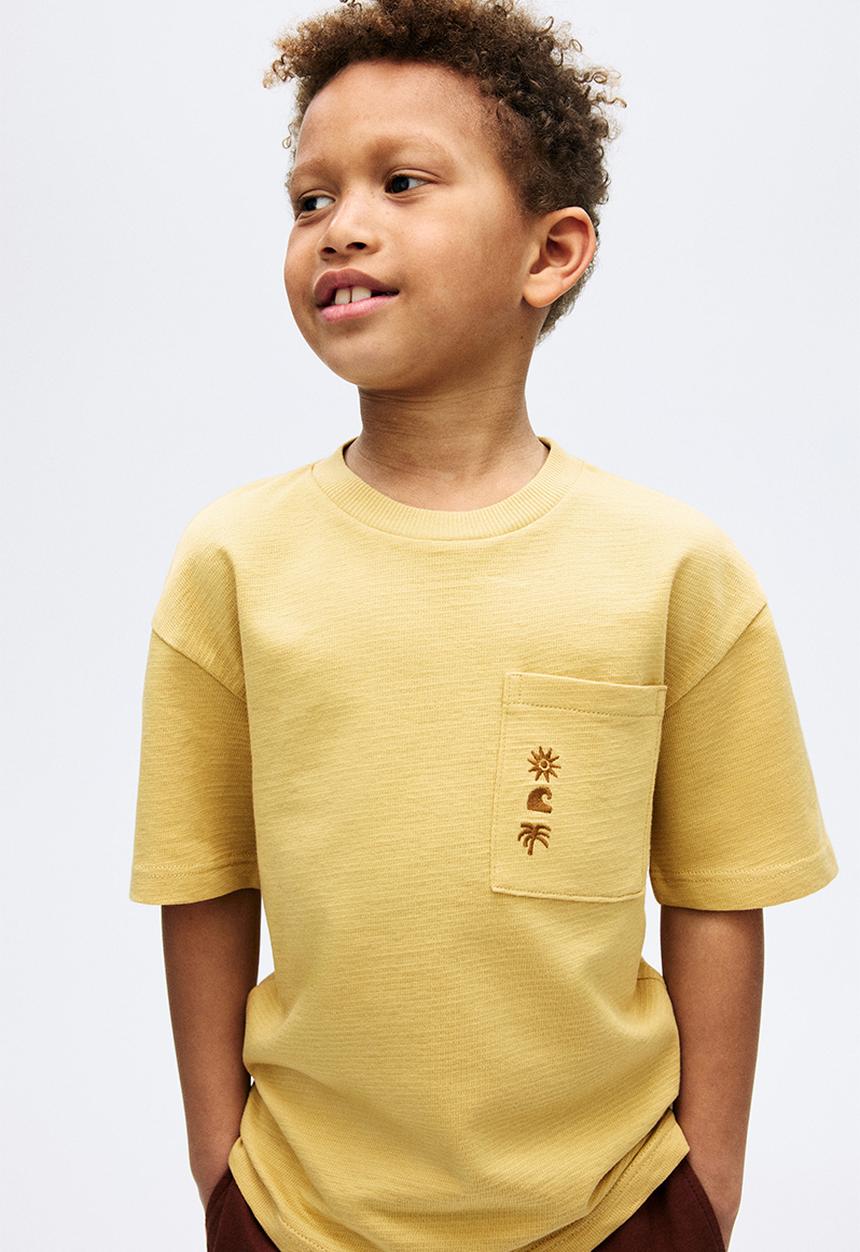 H&M - Embroidery-detail cotton t-shirt - yellow