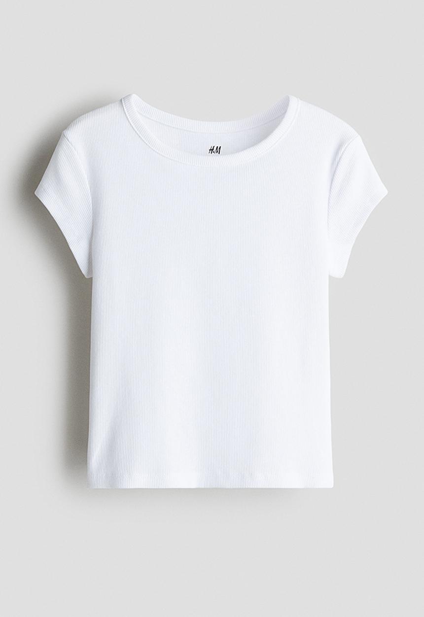 H&M - Ribbed cotton top - white