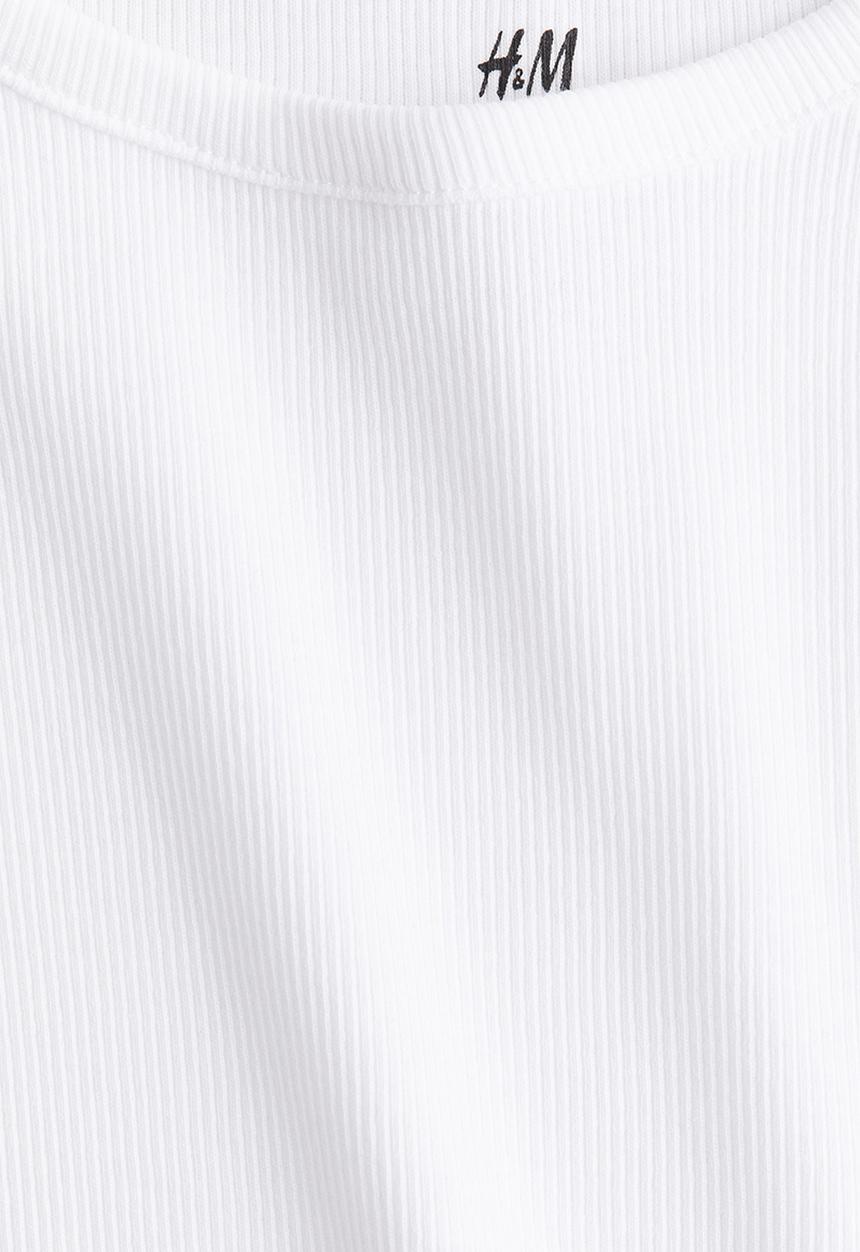 H&M - Ribbed cotton top - white