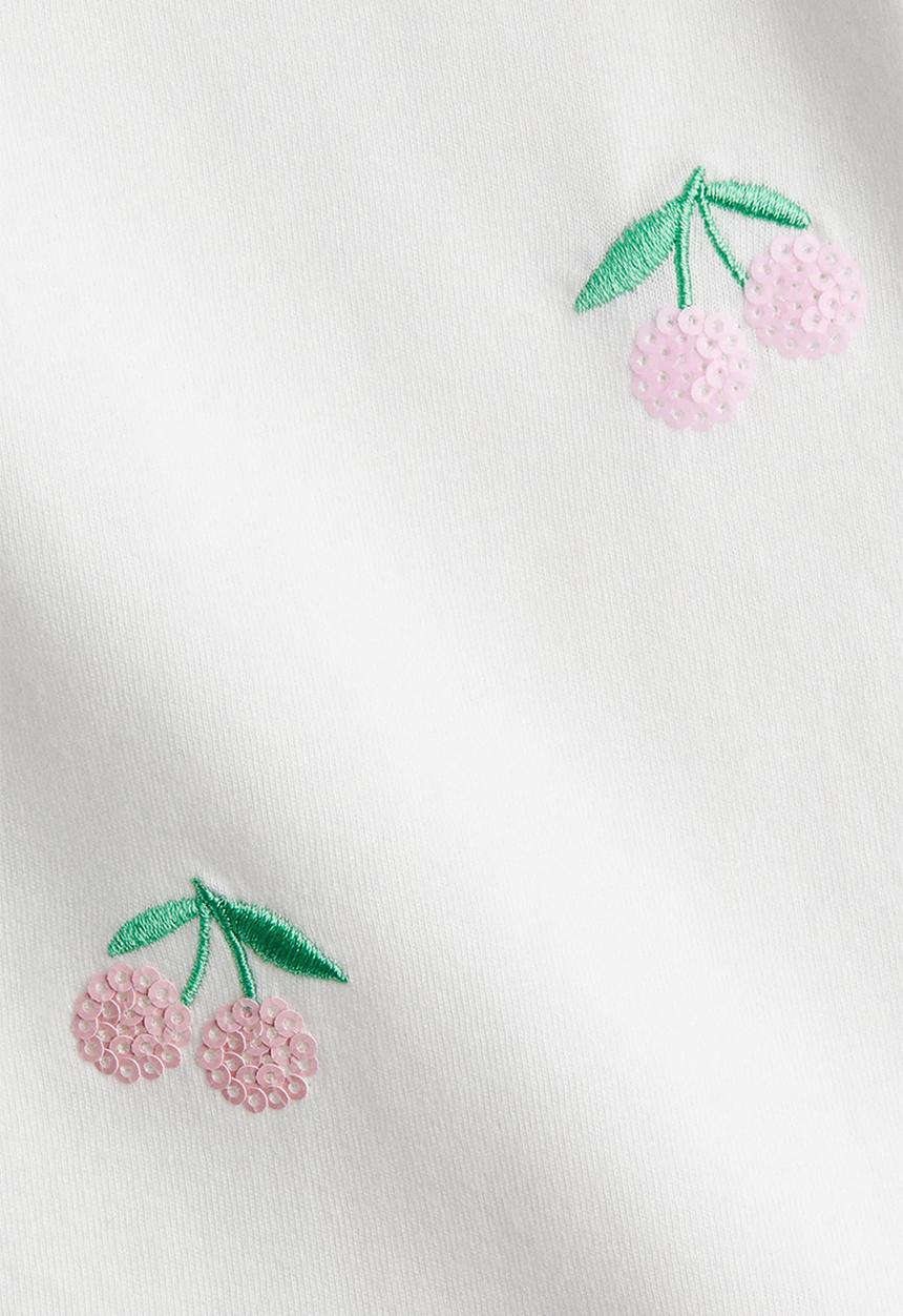 H&M - Sequined cotton top - white cherries